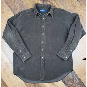 Vintage Ralph Lauren Corduroy Shirt Large Brown Purple Pony GrandpaCore 90s Prep